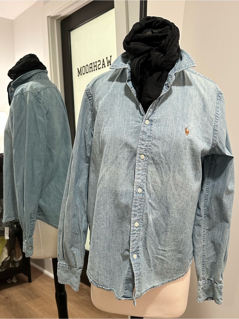 Ralph Lauren Light Blue Chambray Denim Shirt with Polo Patch Boys M